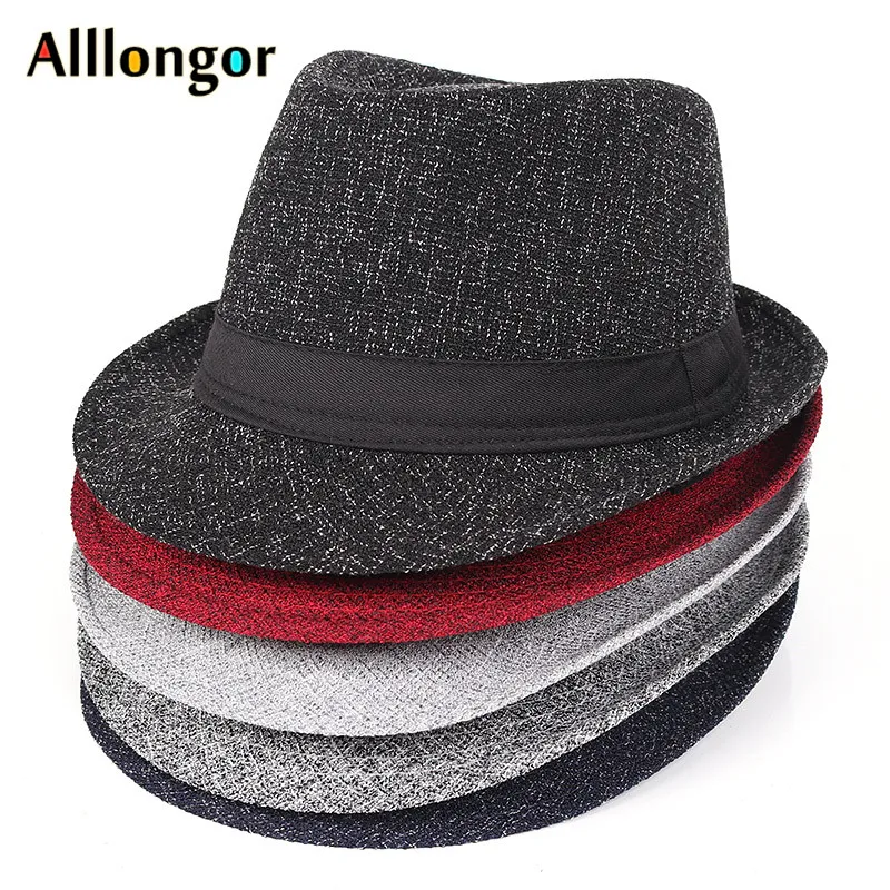 Autumn 2024 spring chapeu Fedora Hat Men Black sombrero fedora hombre Vintage Retro derby Jazz Hat Trilby Red