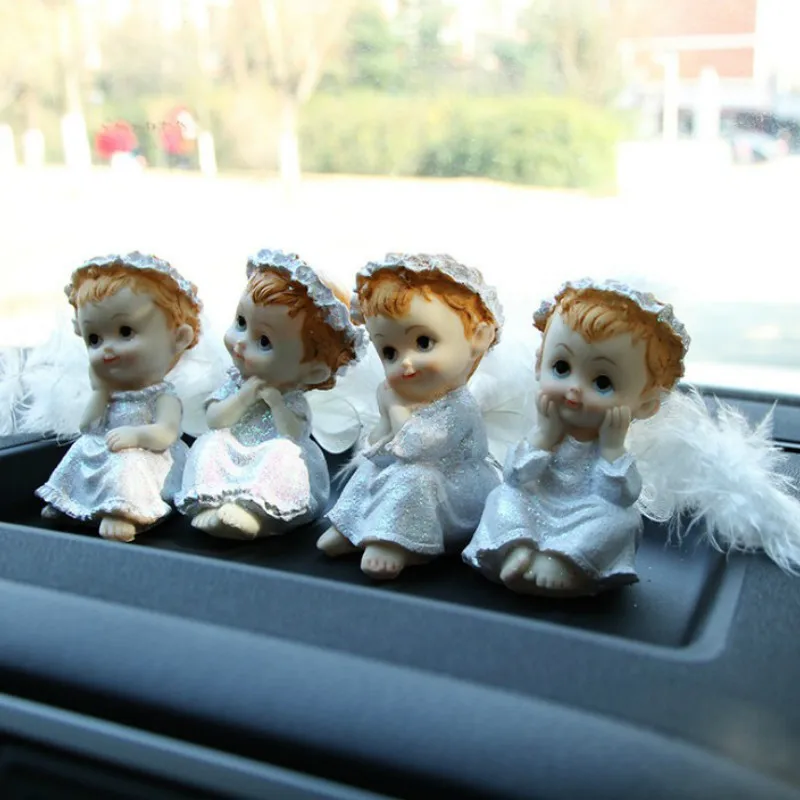 Angel Car Ornaments Lovely Wing Journey Angel Cartoon.automobile Furnishing Articles Feather Doll Decor Figure Figurine The Gift