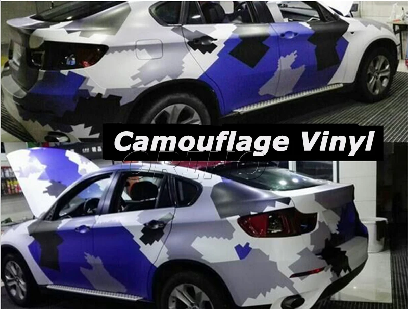 Car-styling Black Blue White Camouflage Vinyl Wrap Urban Snow Camouflage Camo Foil Sticker Car Body Wrapping Covers Bubble Free