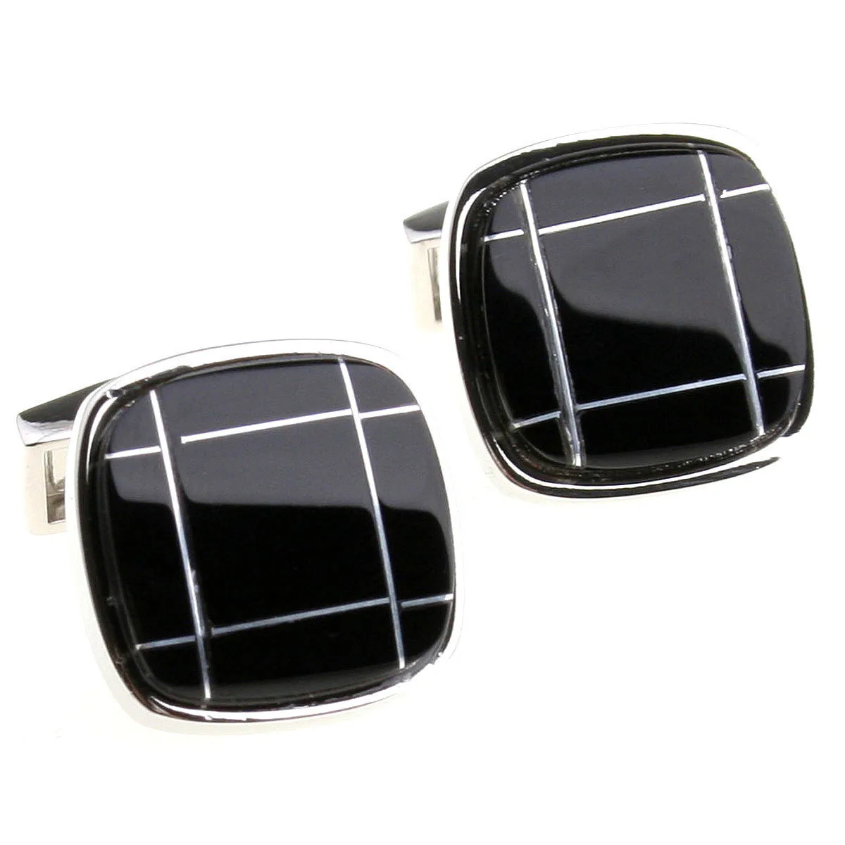 Cufflinks Wholesale 3pairs/lot Commercial series male metal line inlaying square cufflinks nail sleeve 156156 free shipping+