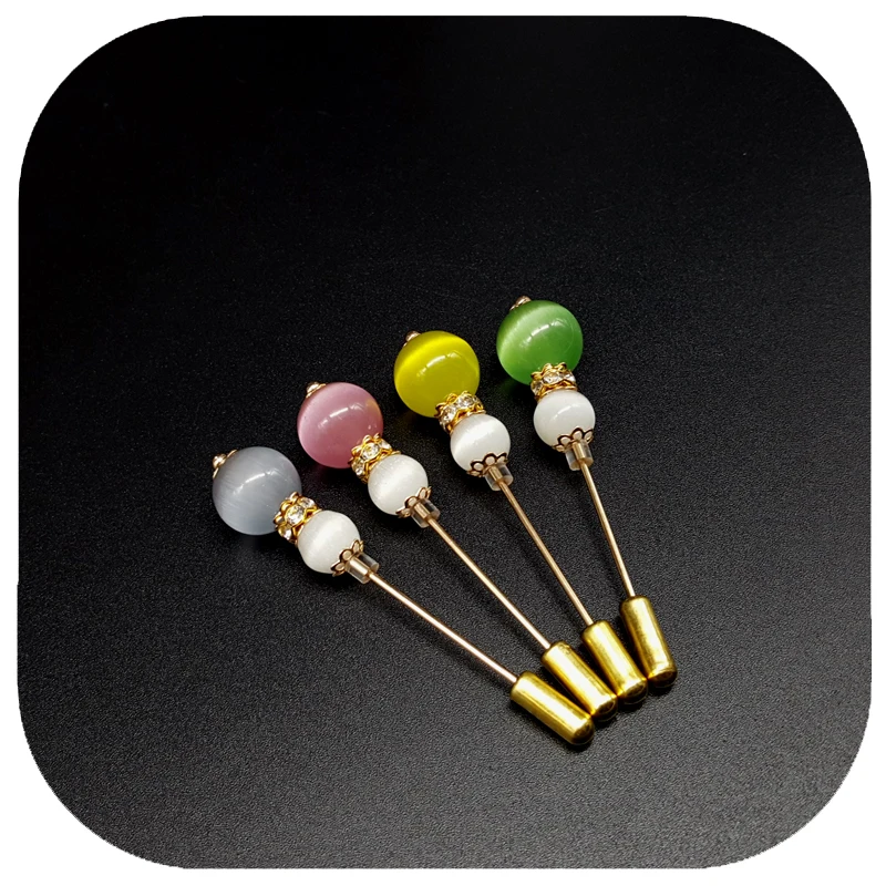 Beautiful Opal Beads Lapel Pins/Hijab Pins for Fashion Lady\'s Dress Decoration 4 Colors Available