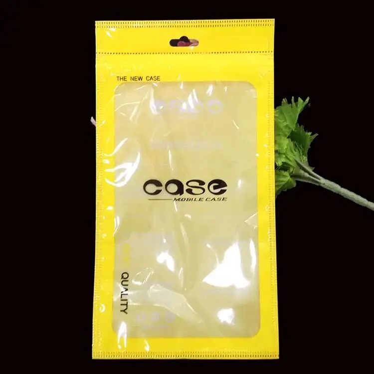 100Pcs/Lot Yellow/White Phone Case Packing Bags With Euro Hang Hole Zip Lock Case Packing Pouches For iPhone 7 7plus New Style