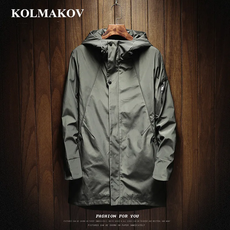 

KOLMAKOV New Men's Clothing Mens Windbreakers 2024 Spring Trench Coats Homme Casual Coat Men M-3XL Hooded Outerwear Male M-3XL