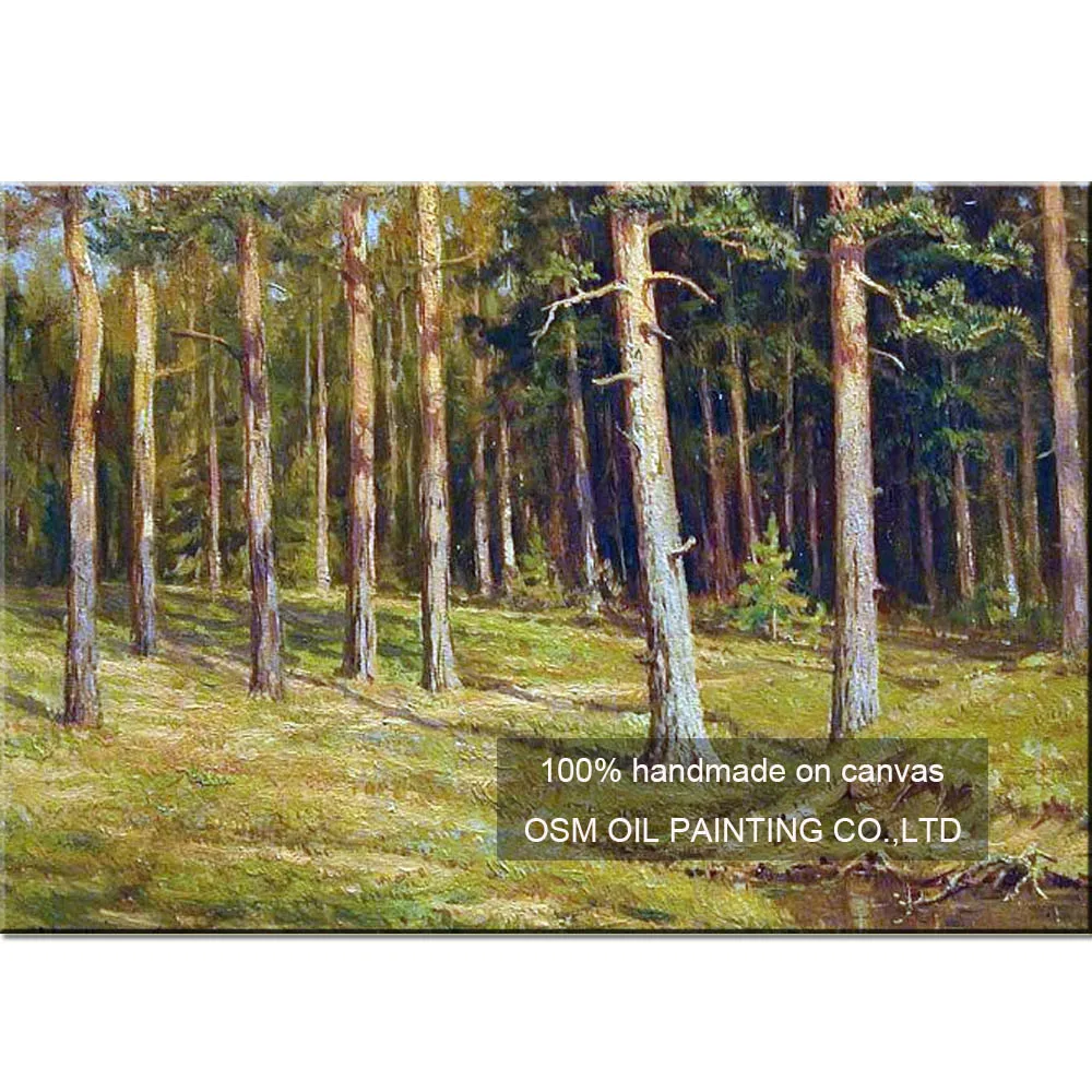 Hand Painted Russian Green Landscape Oil Painting Wall Art Home Decor Tree Paintings for Living Room Scenery Painting