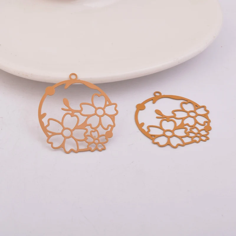 50 Stück AB5442 30*32mm Filigran-Blumenkorb-Anhänger, bemalte Blumenanhänger, DIY-Schmuckzubehör – Detail 11
