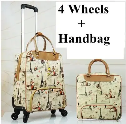 20 Inch  Women Travel  luggage Trolley Bag on wheels travel Suitcase Travel Rolling Bag Set  Baggage Rolling Travel wheeled bag