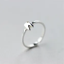 New Exquisite Fashion Personality 925 Sterling Silver Jewelry Simple Crystal Small Tooth Not Allergic Opening Rings  R050