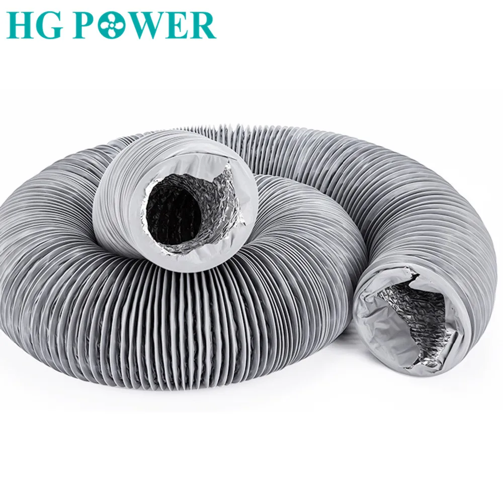 5m Aluminium Air Duct Hose Flexible PVC Forced Ventilation Ducting for Inline Ducted Fan Air Blower Extractor Conditioning Hose