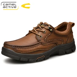 Camel Active New Mens Genuine Leather Oxfords Spring Autumn Waterproof Moccasins Lace-Up Men Casual Shoes Outdoors Man Shoes