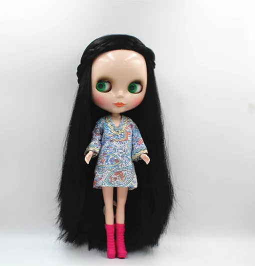 

Blygirl Blyth doll Black straight hair doll NO.3587 normal body 7 joint normal skin color