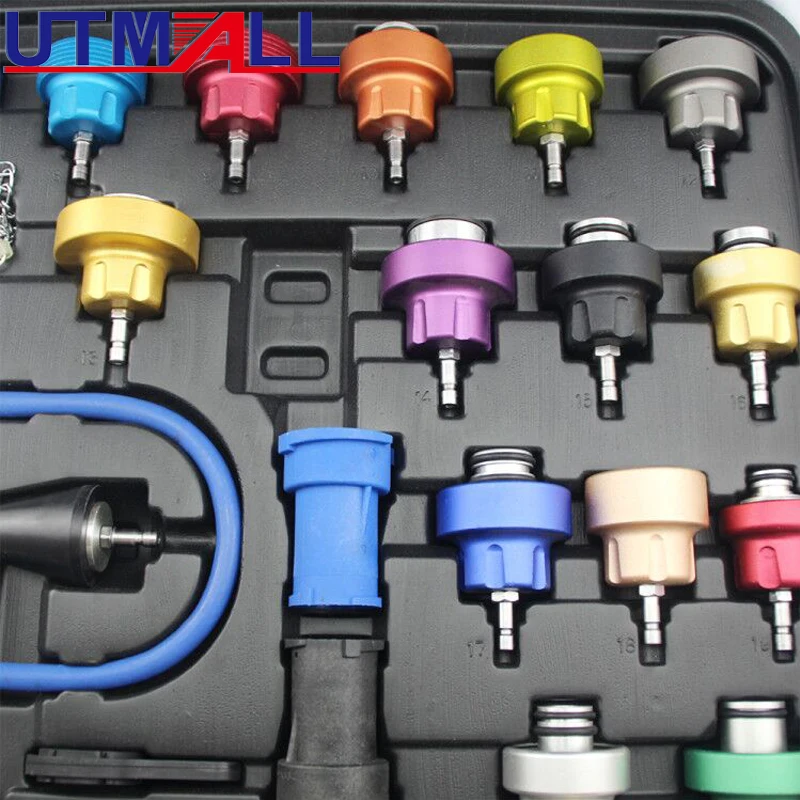 27pcs Universal Radiator Pressure Tester Kit Vacuum Type Coolling System Kit Coolant Purge/Refill Kit Aluminum More Durable