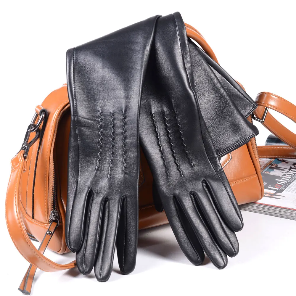 30cm-80cm Women\'s Ladies Real leather Double sides Leather Unlined Overlength Party Evening gloves long gloves Customizable