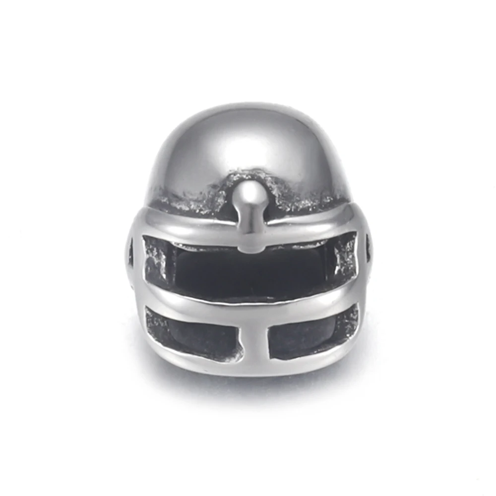 Stainless Steel Baseball helmet Bead Charms 2mm Hole for Beaded Bracelet Jewelry Making Metal Beads DIY Accessories