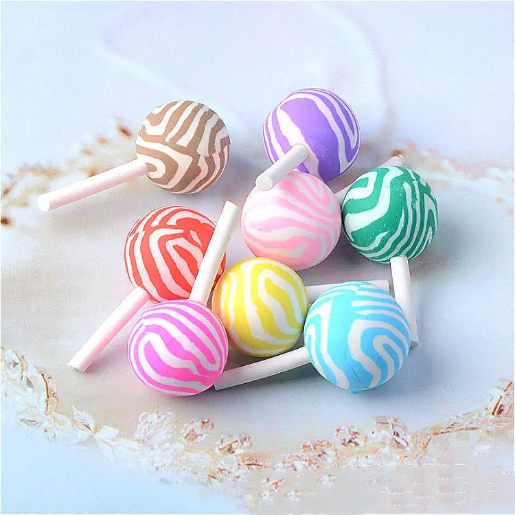 

4pcs Polymer Clay Hand Made Lollipop Flatback Cabochon Miniature Food Art Supply Decoration Charm Craft DIY Accessories