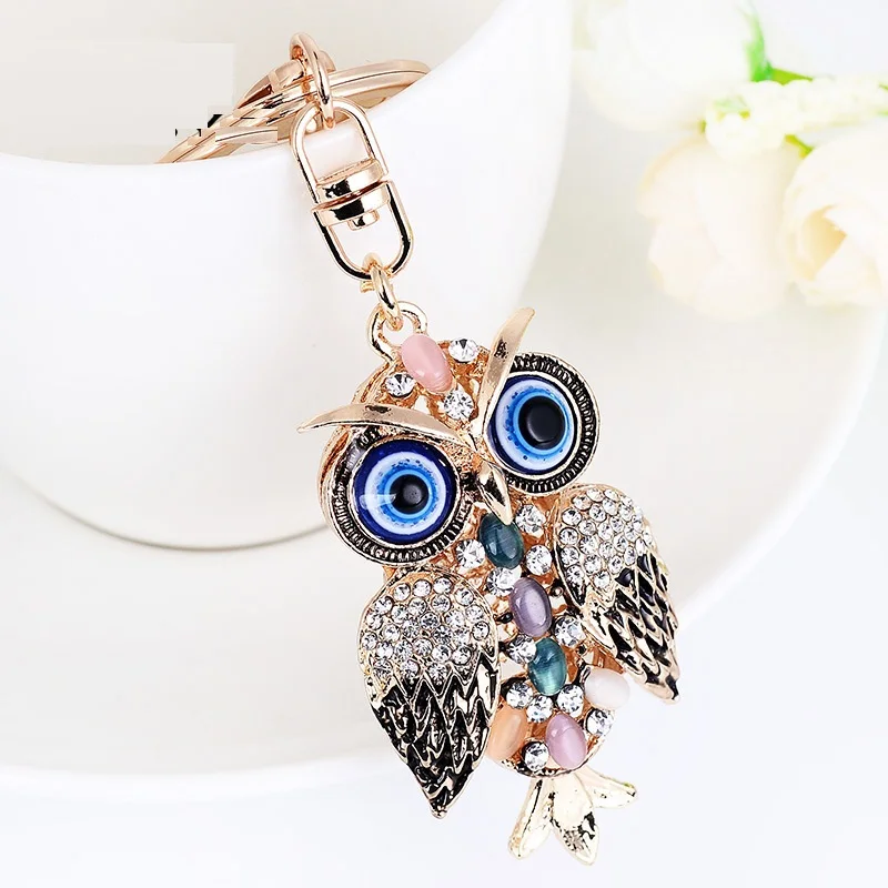 Pearl Crystal Owl Keychains Pendants Decoration Car Keys Women Keychain For Bag Accessories Zinc Alloy Keys Rings Fashion 2019