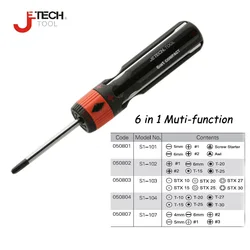 Jetech 6 in 1 rotating multi-bit multifunction kit screwdriver universal flat triangle screw starter torx screwdriver set multi