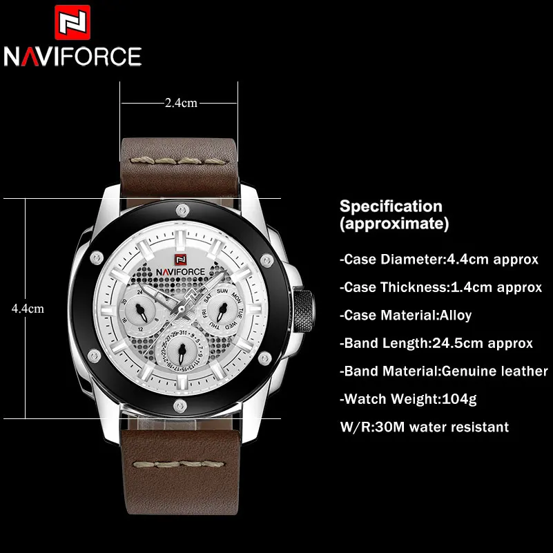 NAVIFORCE 2023 New China Brand Man Watches Luxury Sports Quartz Watch Rectangle Dials 30M Waterproof Auto Date Red Leather Band