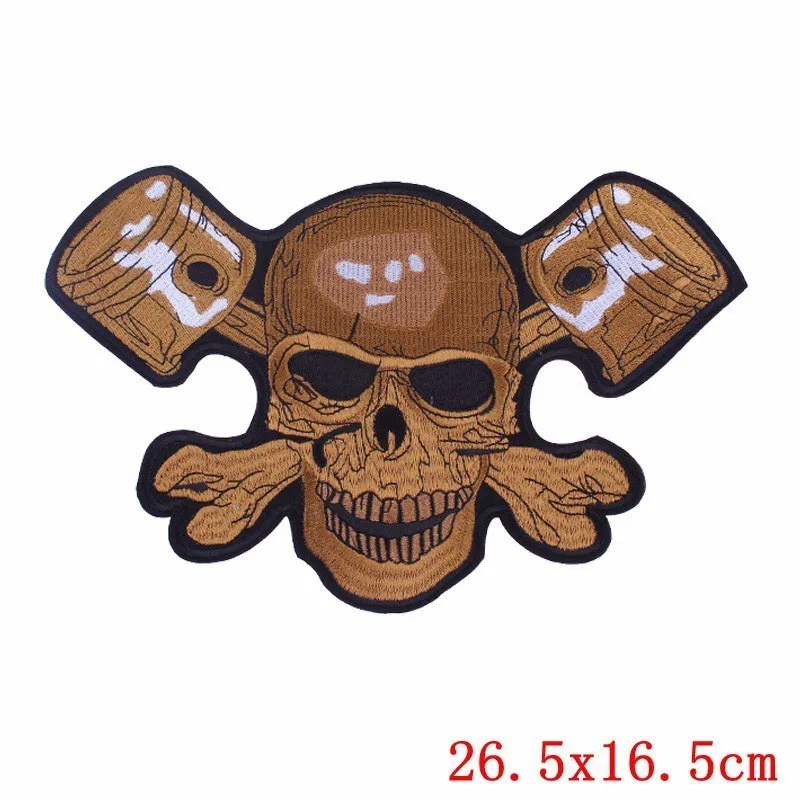 Pulaqi Punk Skull Patch Biker Rock Large ricamato moto Band Patch per vestiti giacca Big Wings Patch Back Badge H