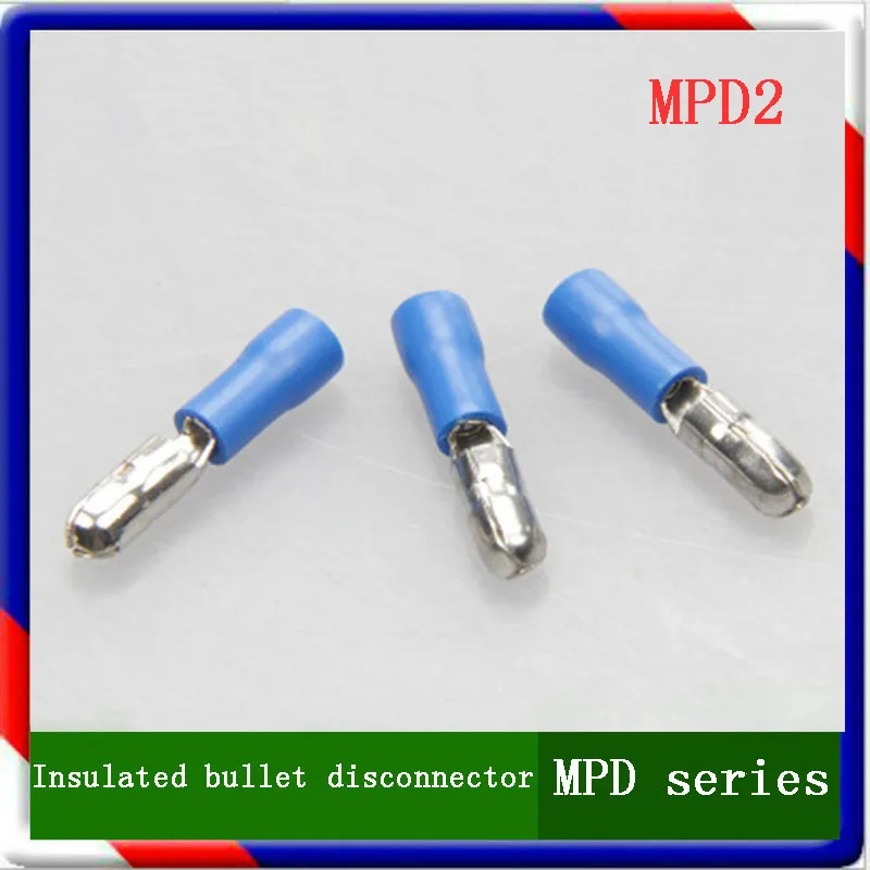 MPD2 series 100PCS/Bag blue yellow red  Insulated Bullet terminals Cable Connector wire terminals Pre-insulating disconnector