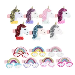 Yundfly 5pcs/lot Unicorn Horn Rainbow Hair Clips Hairpins Kids Girls Birthday Gift Party Supplies Photography Props