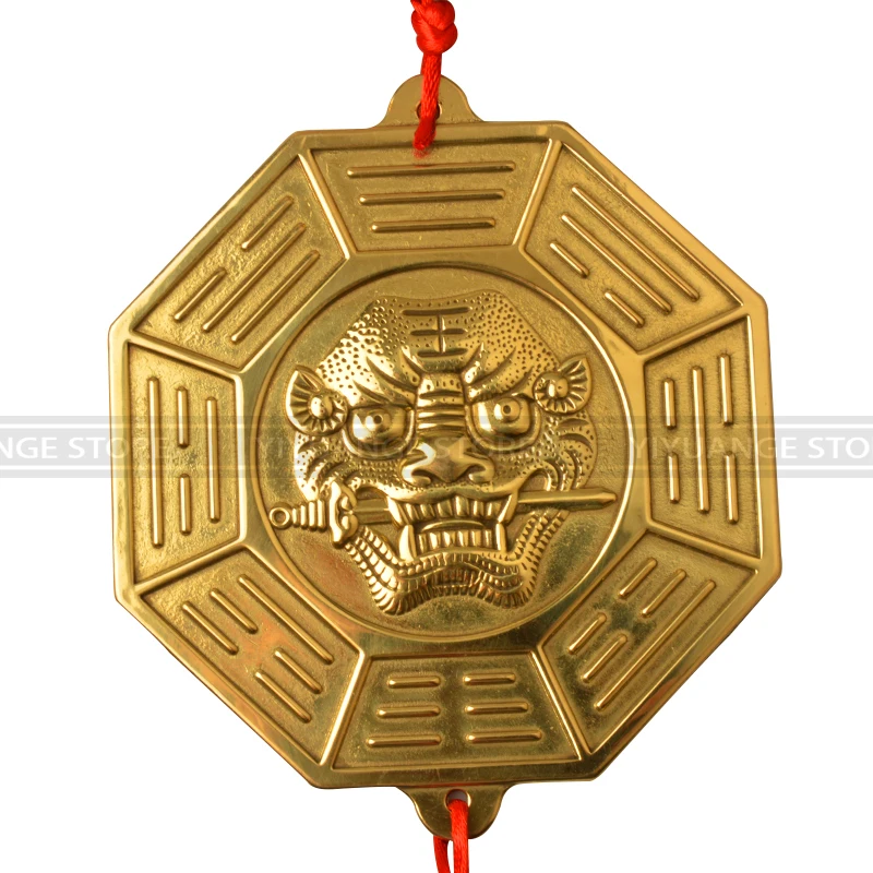 

Chinese Fengshui Brass lion beast Bagua Mirror Wall Hanging The 8 Hexagrams Mirror Ornaments Auspicious Metal Crafts