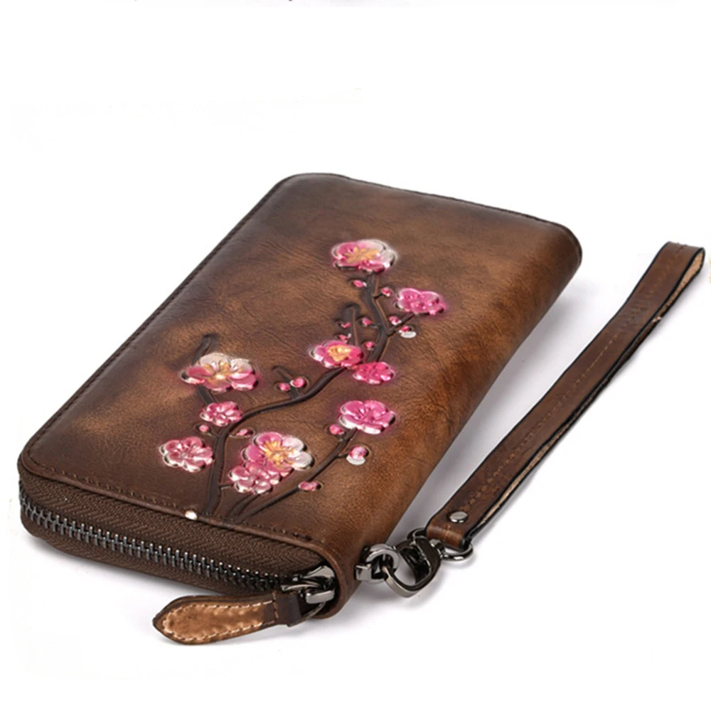 SOUTH GOOSE 2019 New Classical Women Wallets Genuine Leather Female Long Clutch Wallets Ladies Vintage Money Bag Coin Purses