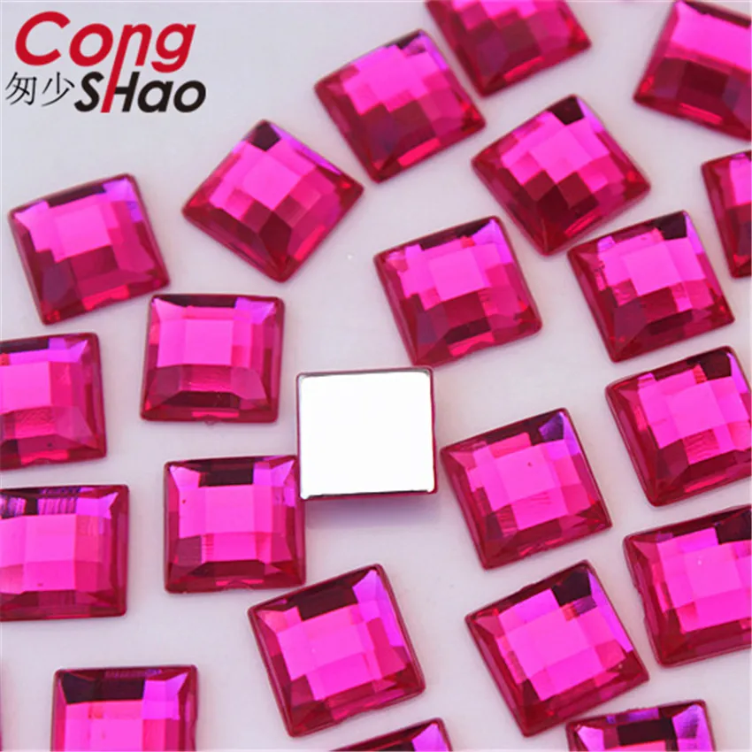 100pcs 10mm Square Shape Colorful Flatback Acrylic AB Rhinestones Stones And Crystals For DIY Costume Jewelry Accessories 8Y56