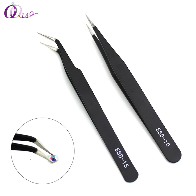 Qiao Excellent Quality 6 Different Options Tweezers New Stainless Steel Industrial Anti-static Cross Tweezers Accessories Tools