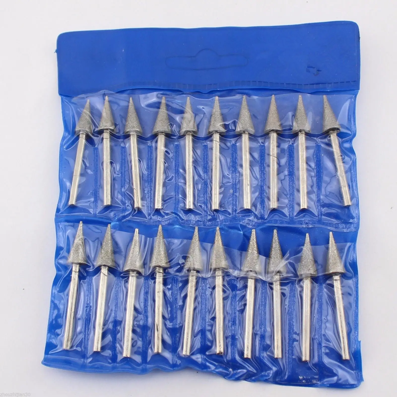 20Pcs 6mm TAPER Diamond coated Rotary Head Mounted Points Grinding Bit Shank 3mm ILOVETOOL