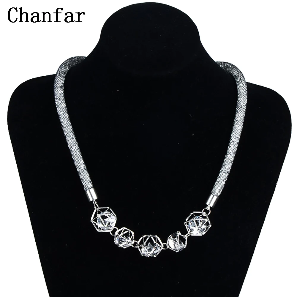 Chanfar High-quality Mesh Crystal Necklace For Women Chocker Statement Necklace Charming Jewelry