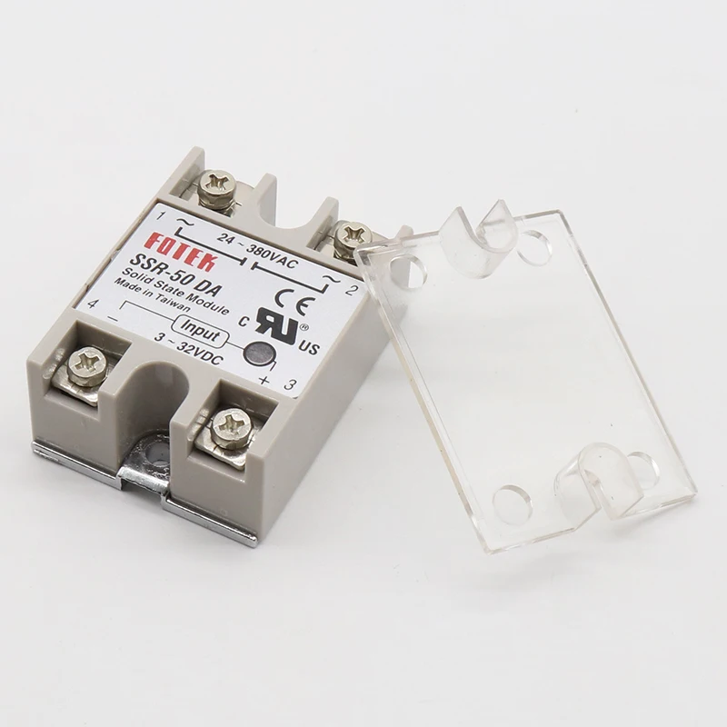 1PC SSR-50 DA SSR-50DA Manufacturer 50A SSR Relay input 3-32VDC output 24-380VAC Good Quality with Plastic Cover Wholesale Hot