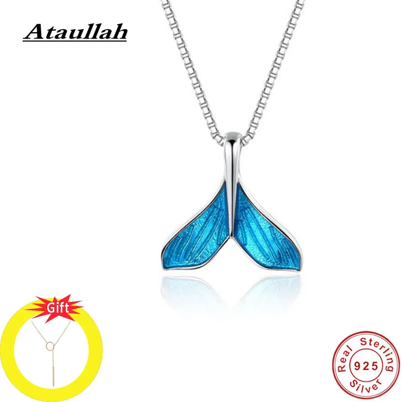 Ataullah Whale Necklace Blue Tail Fish Pendant Mermaid Tail Necklaces Chain for Women Girl Party Charm Jewelry Bijoux NW058