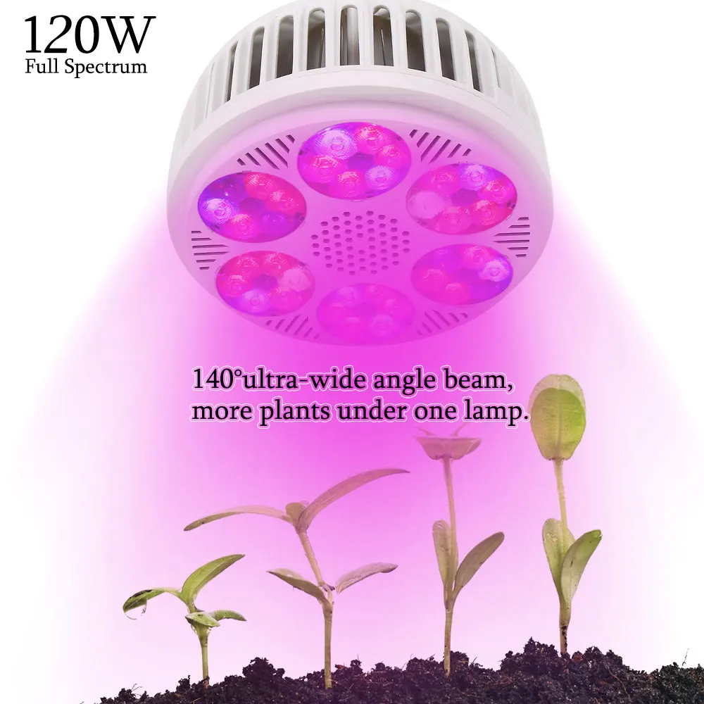 Imagem -03 - Full Spectrum Led Grow Light Plantas de Interior Crescendo Lâmpada Sistema Hidroponia Grow Box E27 120w Pcs por Lote