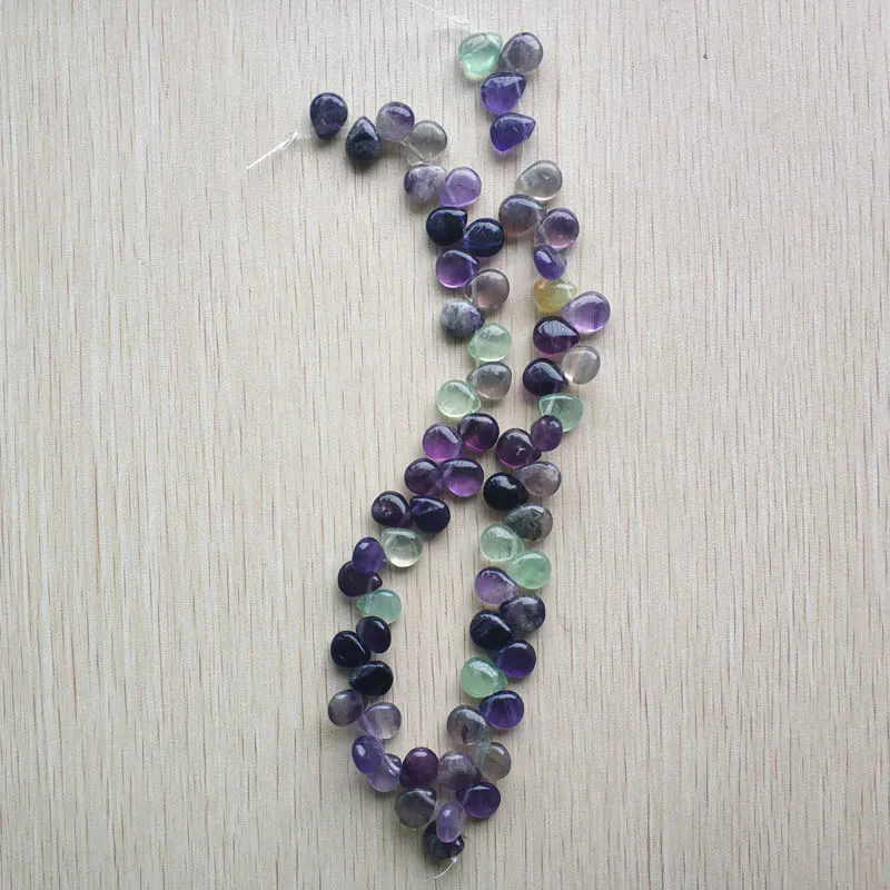 

Wholesale 65pcs/lot 10X12mm fashion high quality natural fluorite drop teardrop spacer beads for jewelry making free shipping