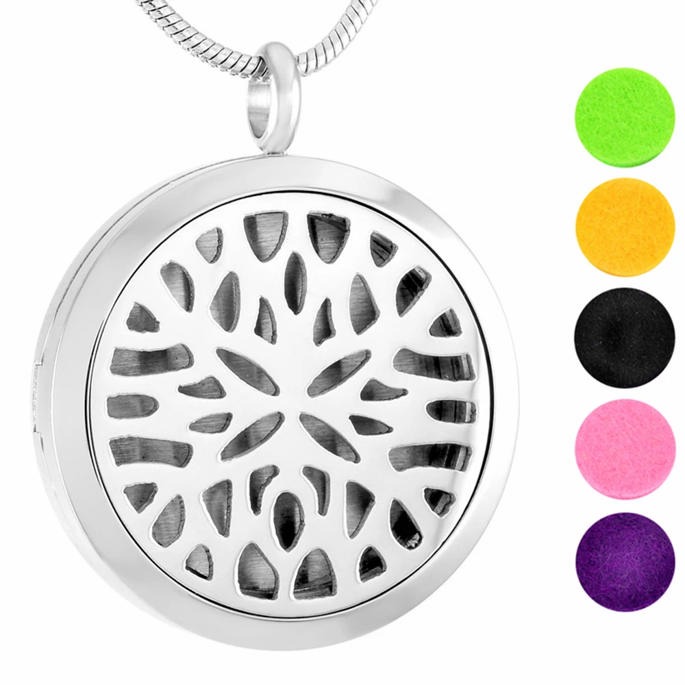 MJP0024 Hollow Out Round Essential Oils Difuser Locket Aromatherapy Perfume Pendant Necklace With Free Pads