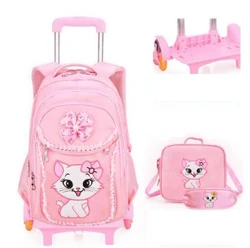 School wheeled backpack bag for Girls Rolling backpacks bag Children Wheeled bags kids School backpack On wheels Trolley bags