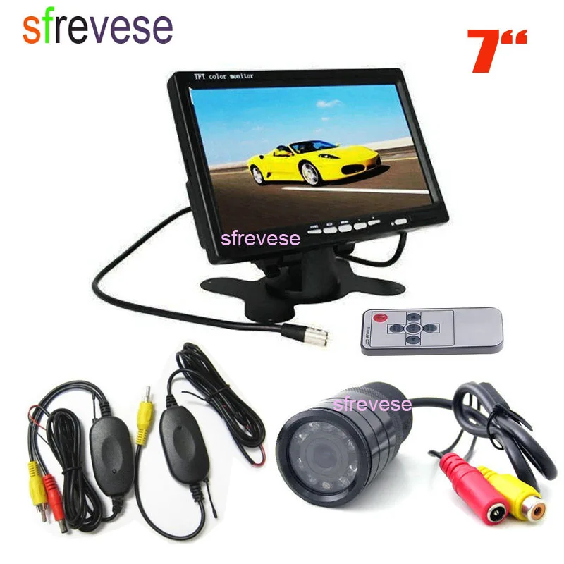 

Wireless 9 LED IR Night Vision Sensors Car Reversing Parking Backup Camera Waterproof + 7" LCD Monitor Kit