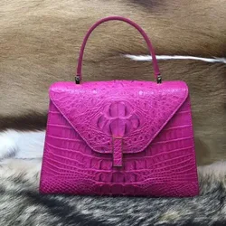 100% genuine real crocodile leather head skin women tote handbag durable solid top quality crocodile skin handbag in cow lining