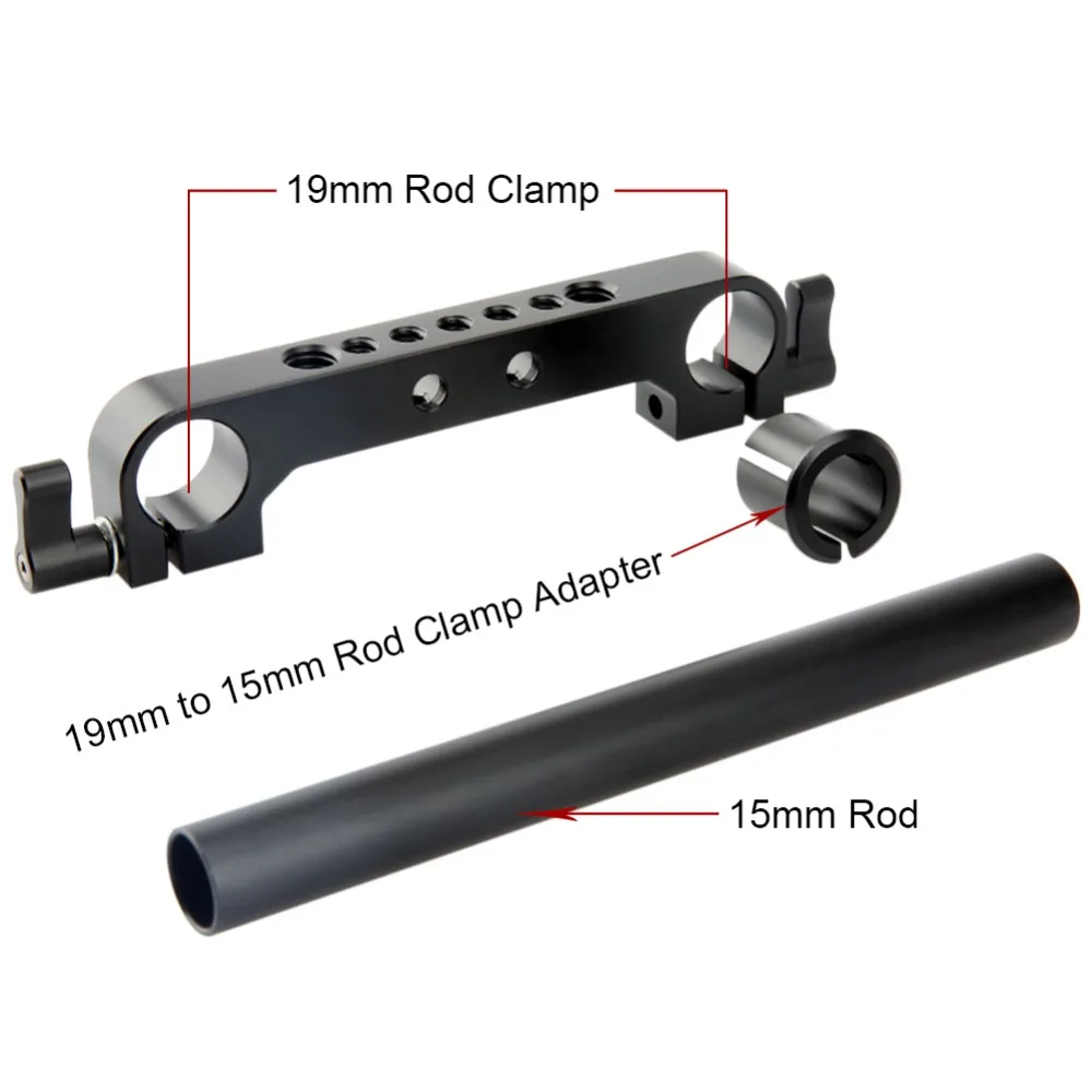 NICEYRIG Camera Rig 15mm Rod Clamp Adapter dslr Camera Cage Shoulder Rig Video 15mm Rod Clamp Adapter Rail 15mm Rig Mount Clamp