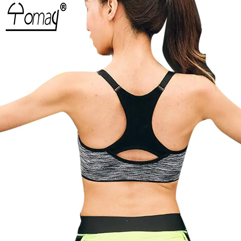 Yomay women Sports Bras Fitness Sports Bra Top Shockproof Shapes Quick Dry Running Gym Adjustable Underwear push up Yoga Bra Top