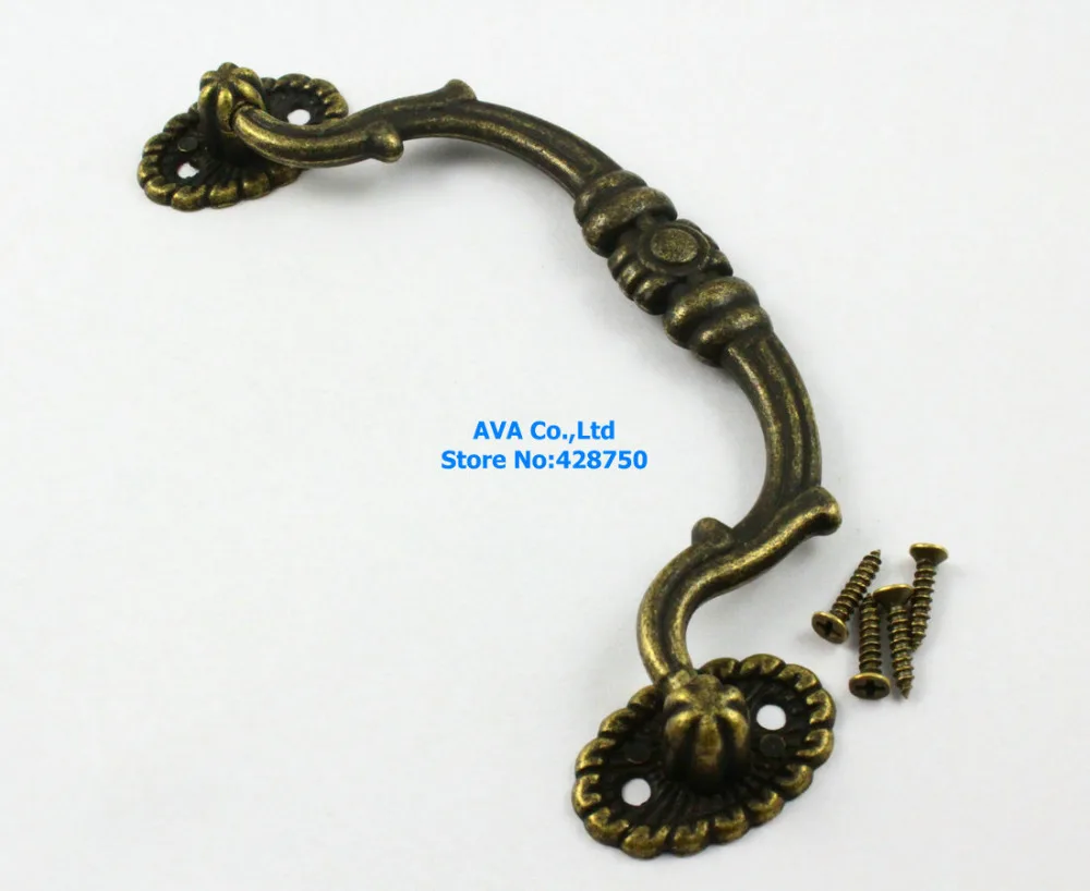 20 Pieces Antique Brass Furniture Handle Cabinet Knob Jewelry Box Handle Knob Drawer Pull / 125x49mm