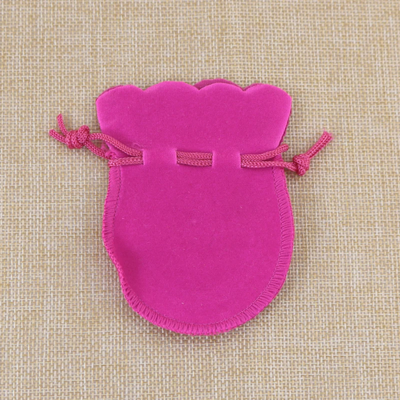 100pcs/lot Hot Pink Gourd Velvet Bags 7x9cm Small Charms Jewelry Packaging Bag Pouches Cute Wedding Decoration Gift Bags