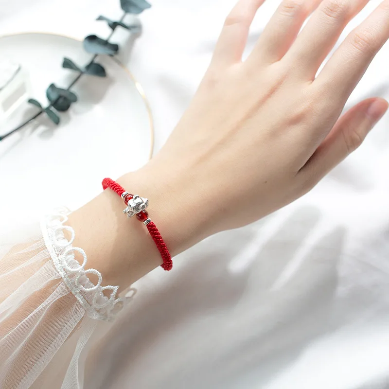 La Monada S 999 Pure Sterling Silver Chinese Zodiac Red Rope Women Bracelets Red Thread For Hand Line String Bracelets For Women