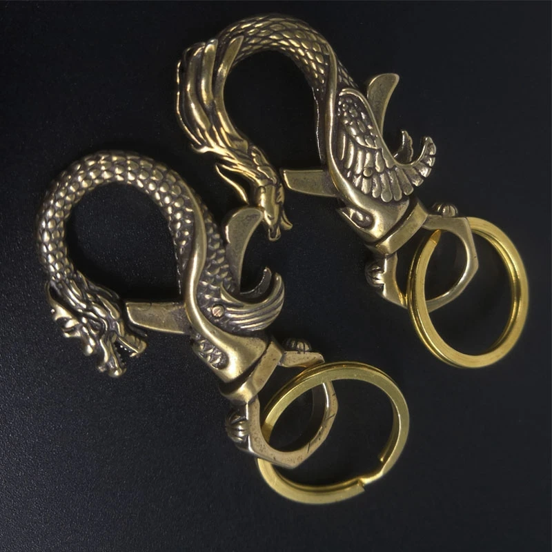 2019 Brass Dragon Decorative pattern CARABINER Lobster Clasps Swivel Claw Hook Keyring Key Chain Keychain bottle opener