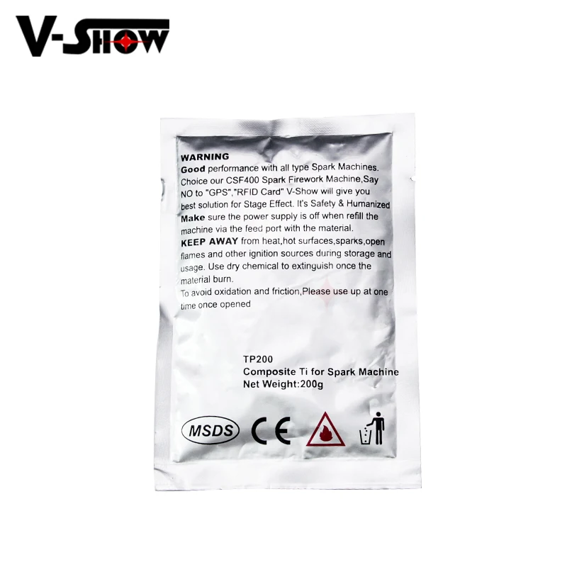 V-show 10 Bags Ti Powder 200g/bags For Cold Spark Firework Machine Wedding Sparkular Machine MSDS Powder Certification