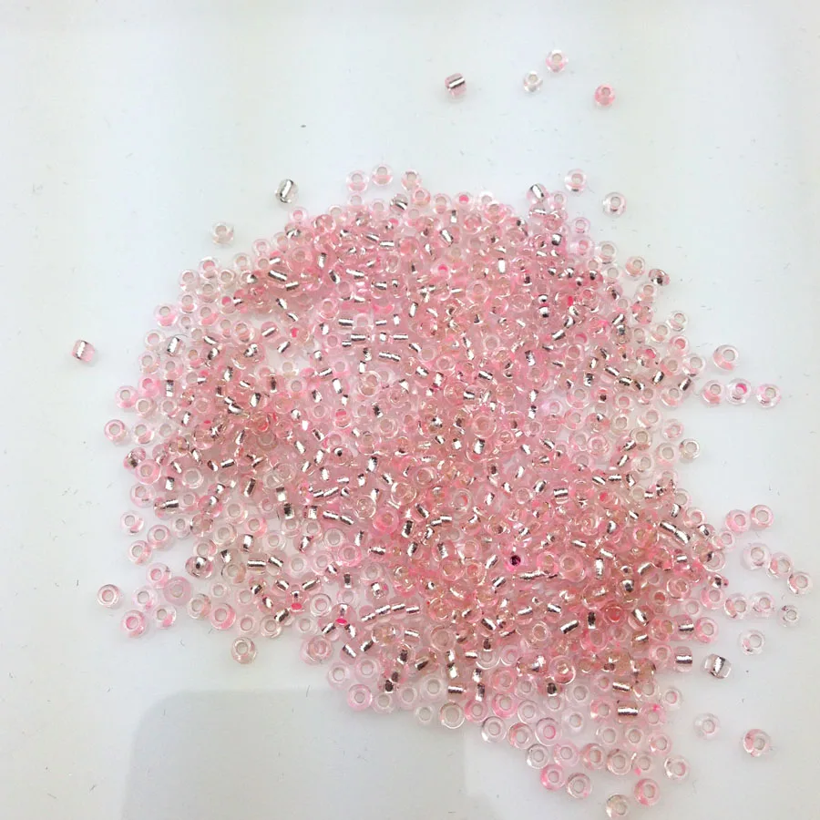 Lot 16g 1000pcs 2mm 12/0 Light Pink Silver Lined Round Loose Spacer Beads Cezch Glass Seed Beads Jewelry Making DIY Garment Bead