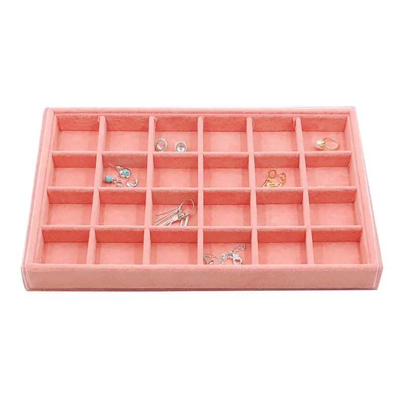 Velvet Ring Earrings Display Tray Slot Fashion Jewelry Cufflinks Organizer Holder Case Box Showcase Ring Earring Jewelry Display