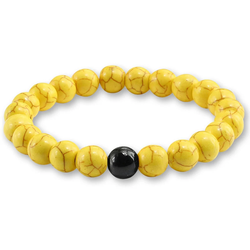 Trendy Yellow Natural Stone Beads Charm Bracelets & Bangles for Women Round Beaded Strand Bracelet Men Jewelry Pulseira Feminina