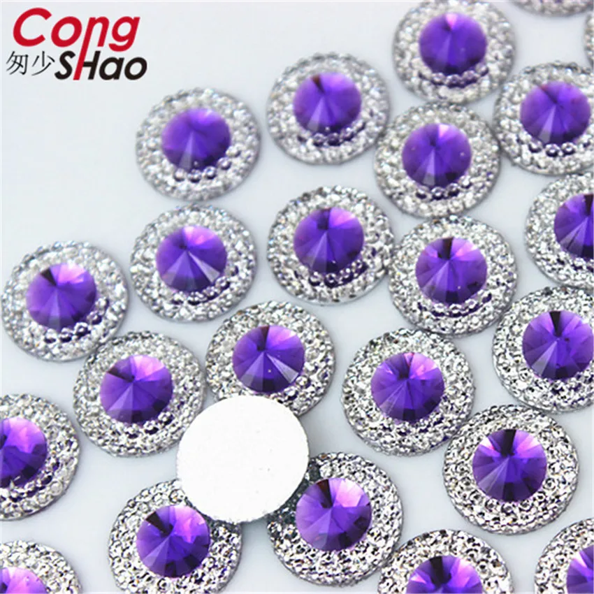 Cong Shao 100PCS 12mm Dual Color Round Flat Back Stones e Crystal Resin strass gemme fai da te per la decorazione dell\'abito da sposa ZZ495