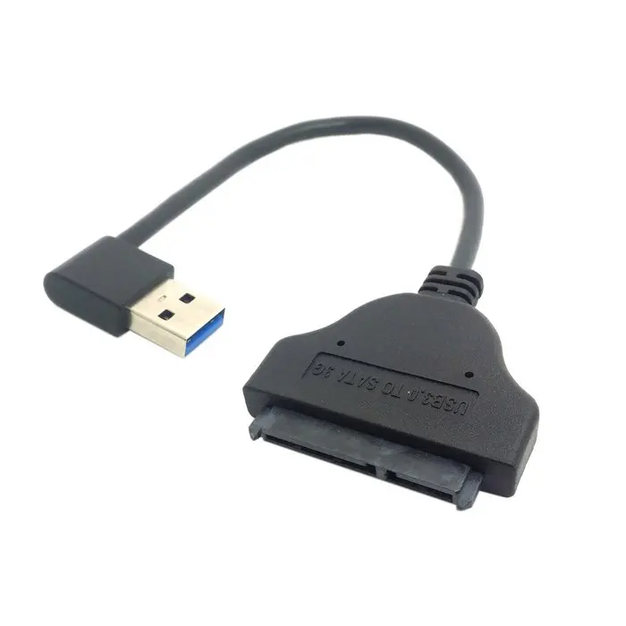 초고속 5Gbps USB 3.0-SATA 어댑터 케이블 10cm 직선 및 90도 왼쪽 각도 2.5'' 하드 디스크 드라이버 SSD 호환